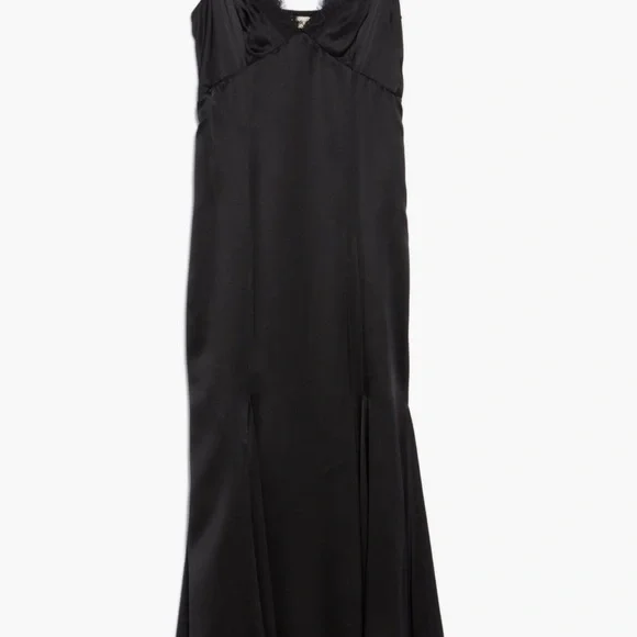 L'AGENCE Black Silk Gown with Lace Edging